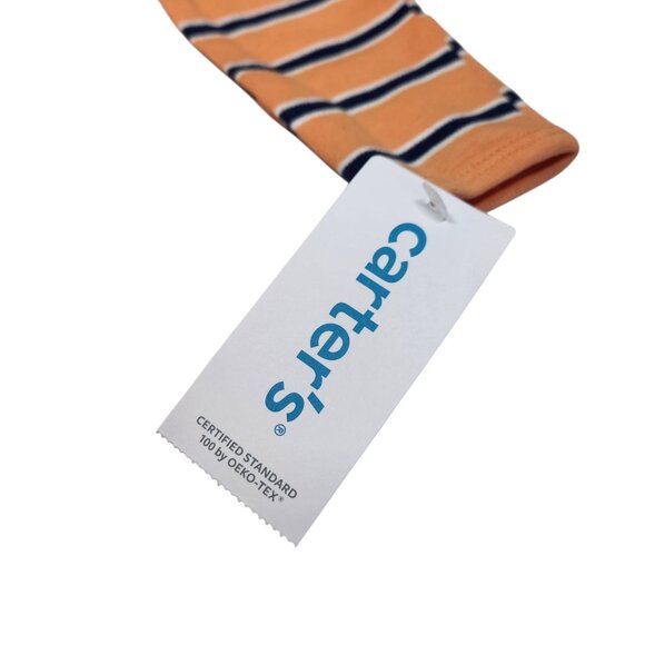 NWT Carter's Boy's Sleeper Orange Blue Whale Size Newborn Footie - Picture 3 of 4